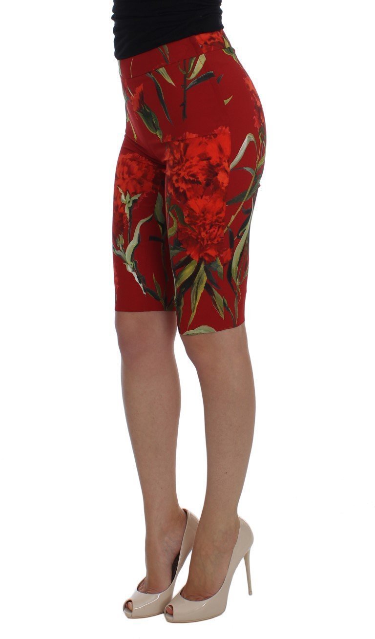 Stretch Red Roses Tights Shorts