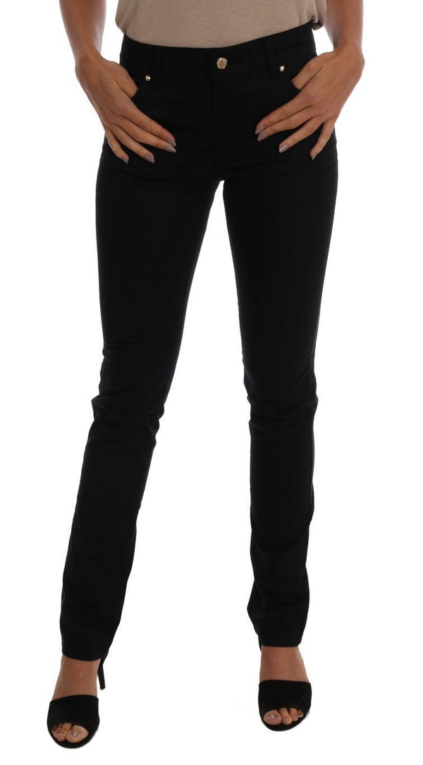 Black Cotton Stretch Slim Denim Pants