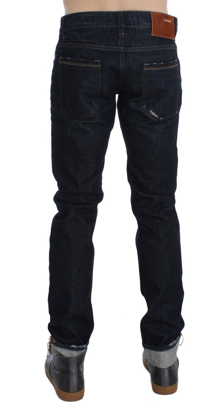 Dark Blue Wash Cotton Slim Skinny Fit Jeans