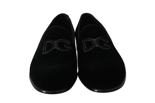 Black Velvet DG Logo Dress Loafers