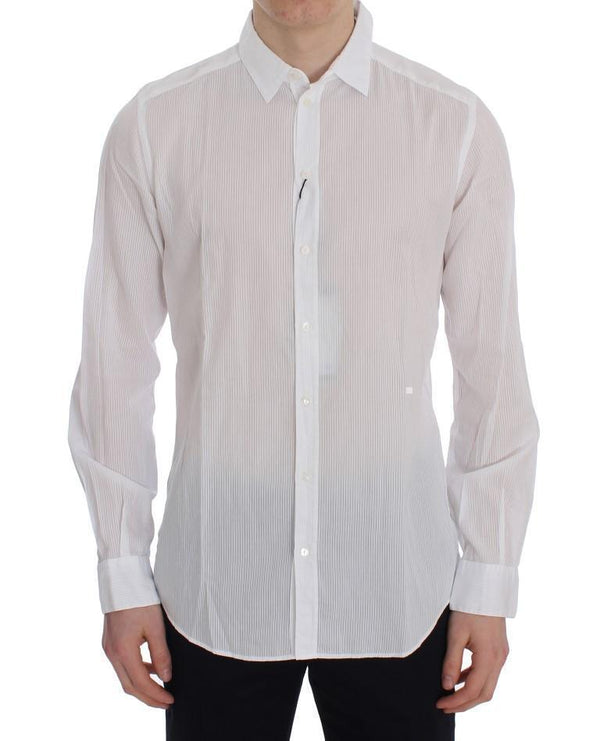 White Striped Slim Fit Cotton Shirt