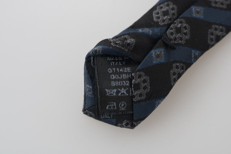 Black Blue Silk Striped Slim Tie