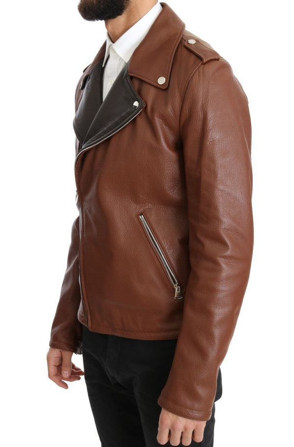 Brown Leather Biker Deerskin Jacket