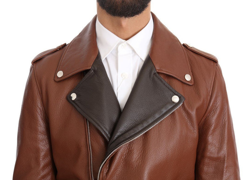 Brown Leather Biker Deerskin Jacket