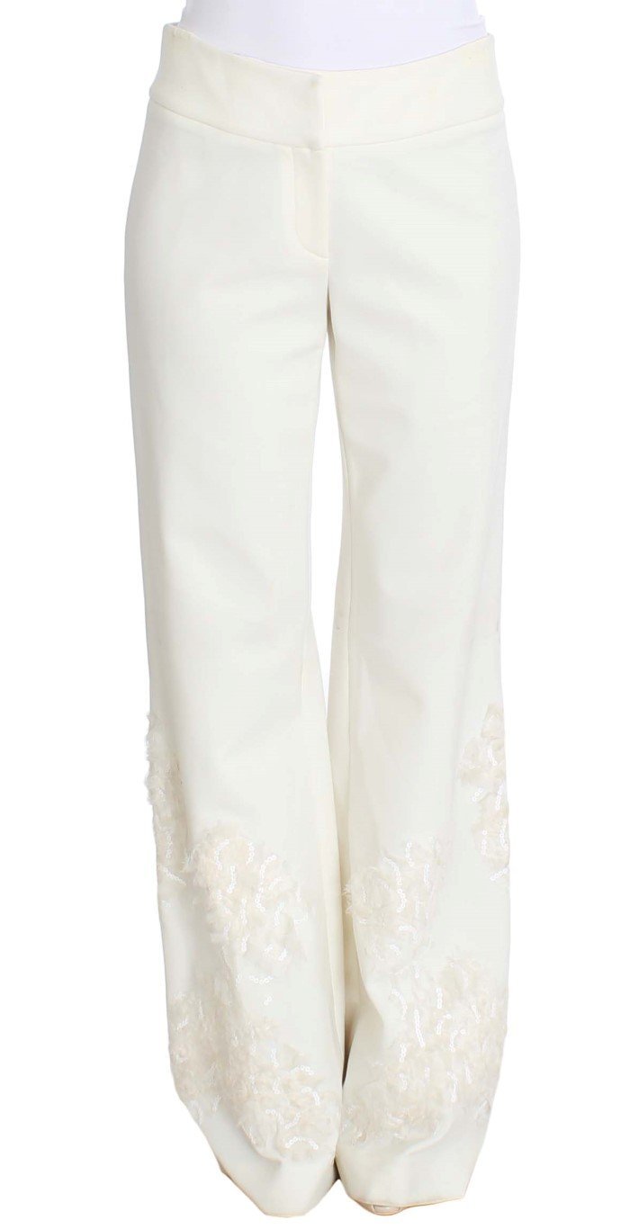 White Stretch Sequined Pants