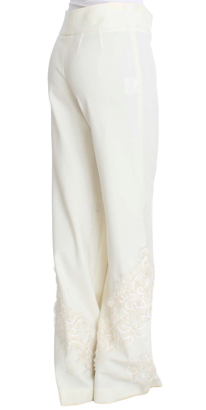 White Stretch Sequined Pants