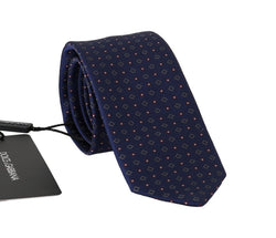Blue Silk Dotted Pattern Classic Tie
