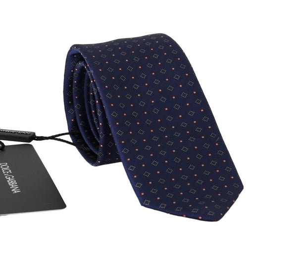 Blue Silk Dotted Pattern Classic Tie