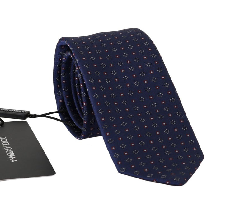 Blue Silk Dotted Pattern Classic Tie