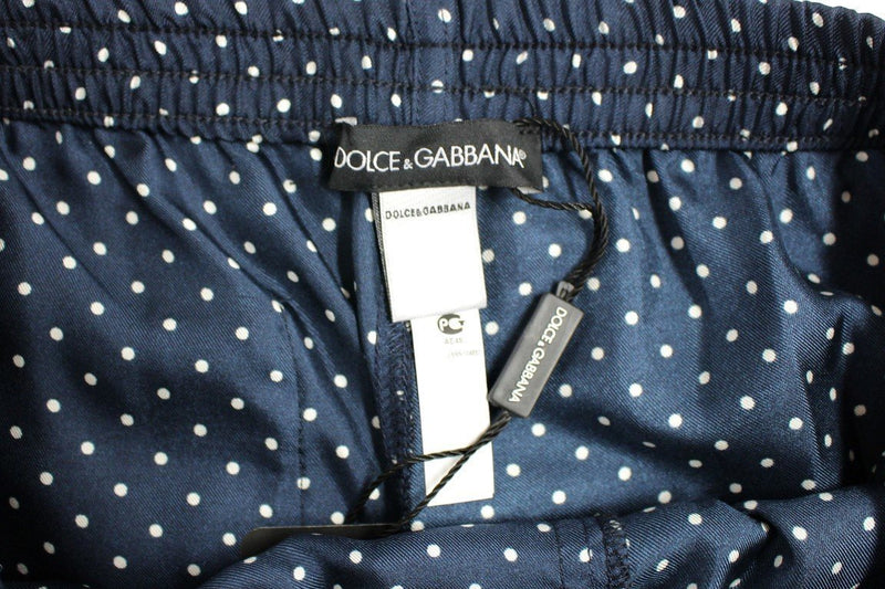 Blue Polka Dot SILK Pajama Pants Sleepwear