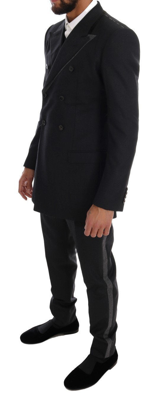 Gray Wool Double Breasted 3 Piece Suit