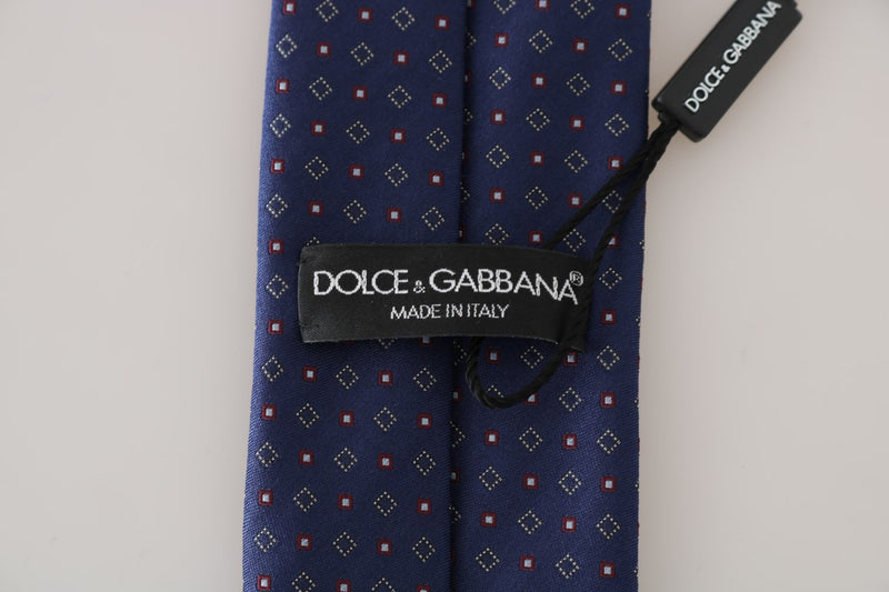 Blue Silk Dotted Pattern Classic Tie