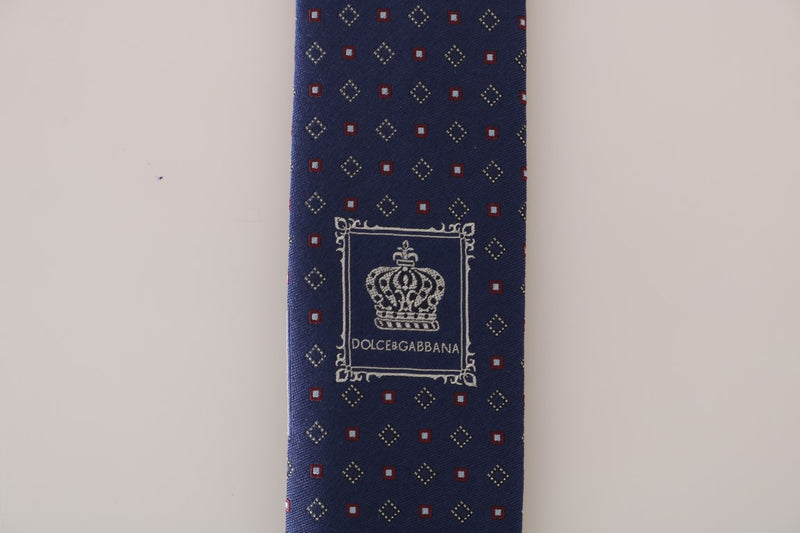 Blue Silk Dotted Pattern Classic Tie