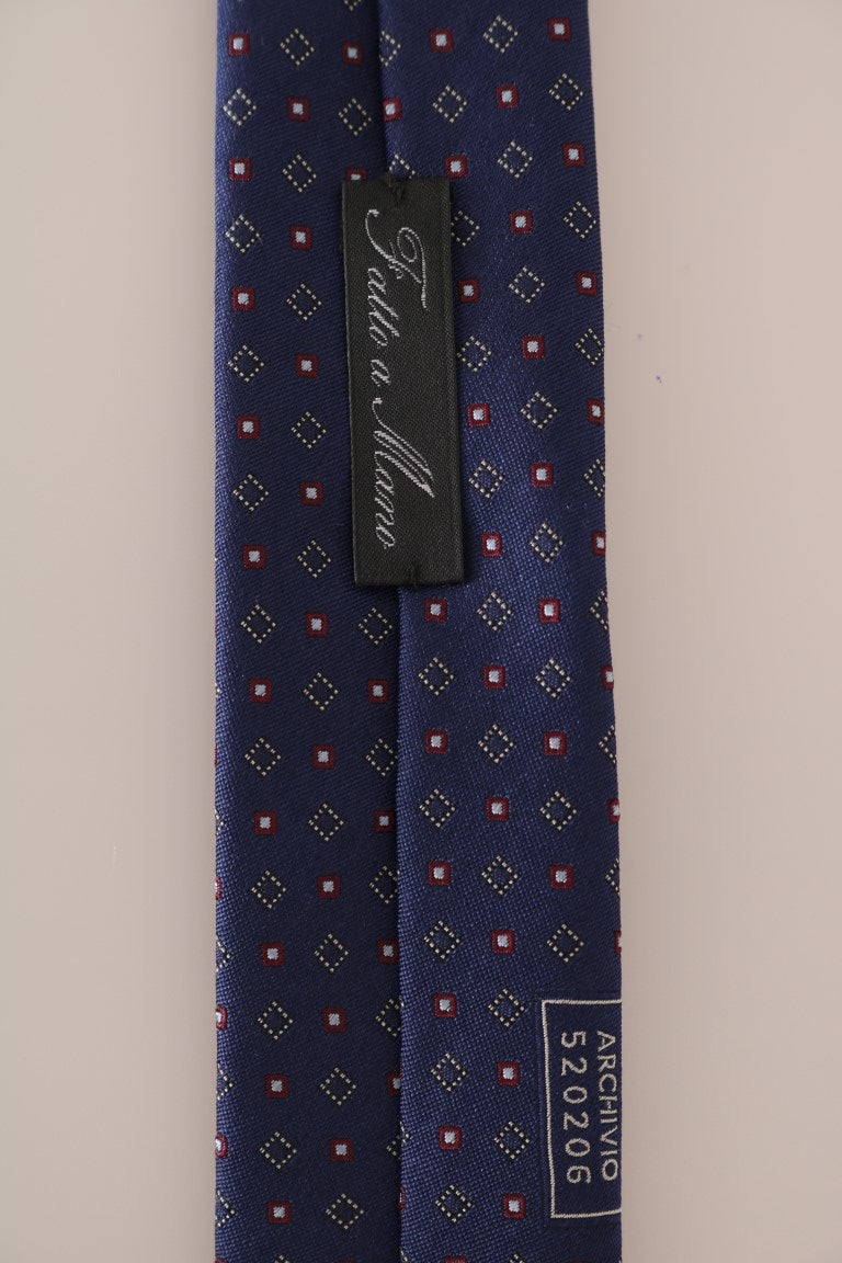 Blue Silk Dotted Pattern Classic Tie