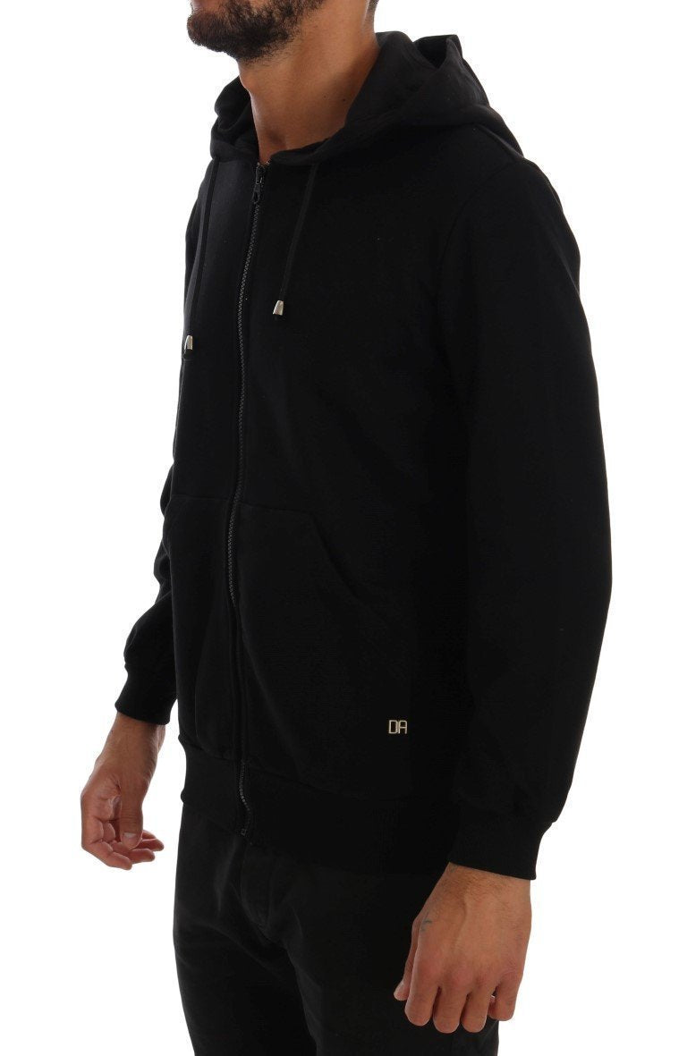 Black Sport Casual Hodded Cotton Sweater