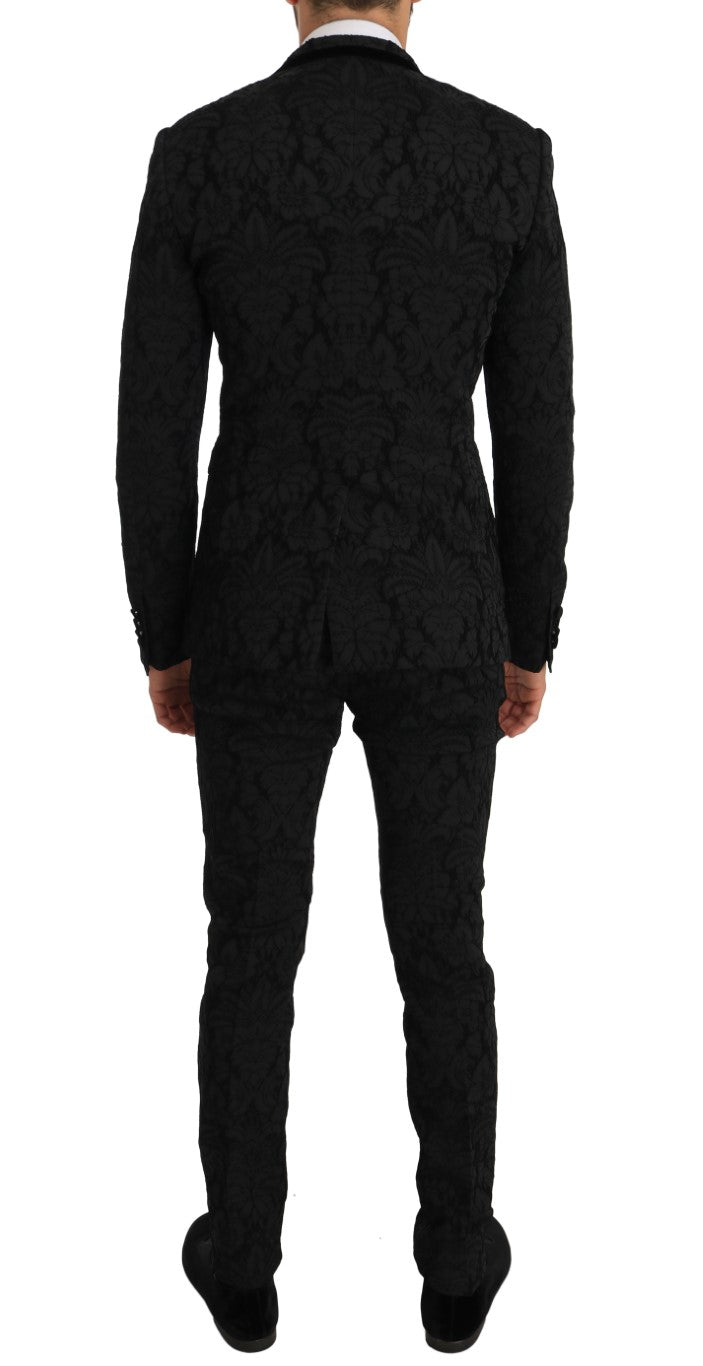 Black Slim Fit 3 Piece Crystal Bee Suit