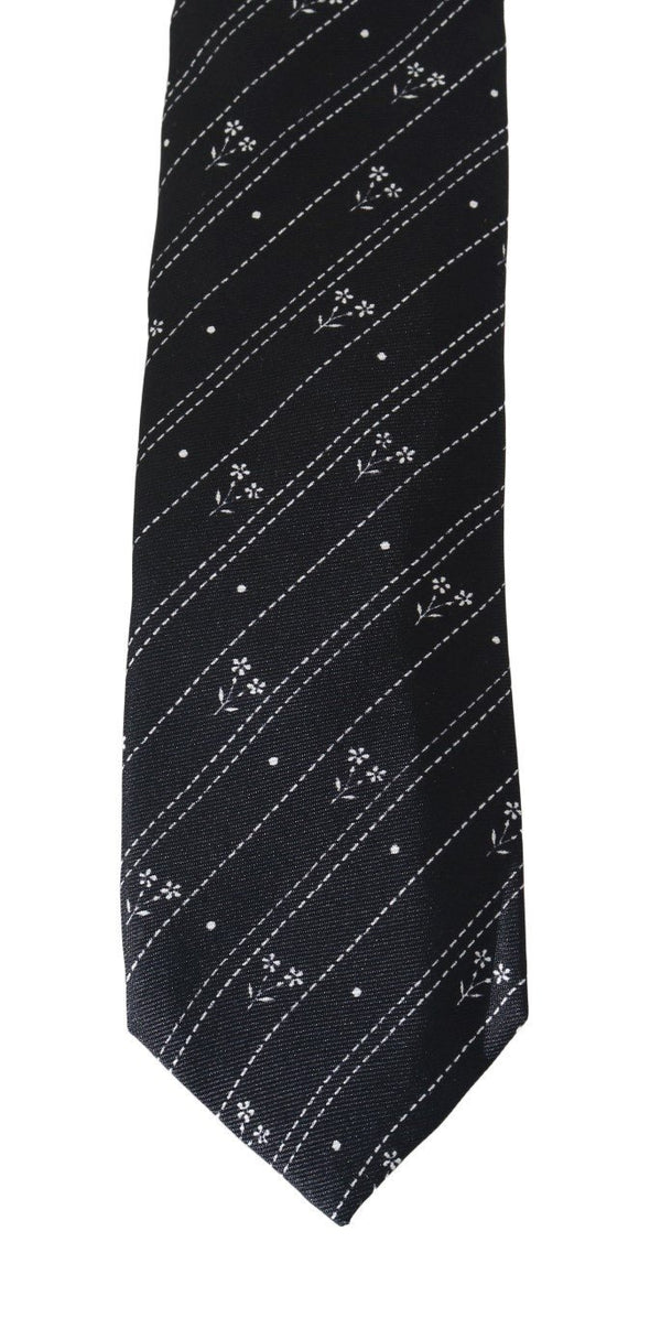 Black Silk Pattern Classic Tie