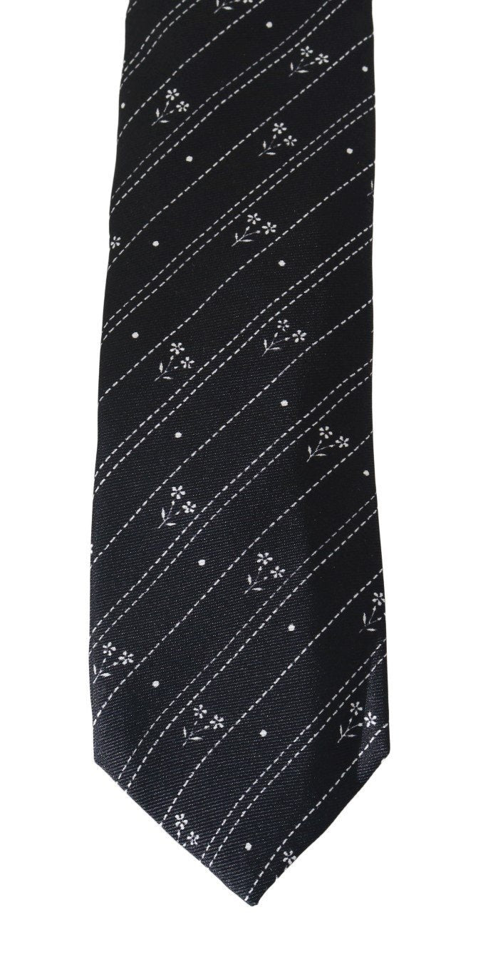 Black Silk Pattern Classic Tie