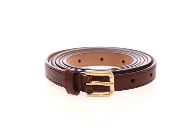 Brown Leather Logo Waist Belt