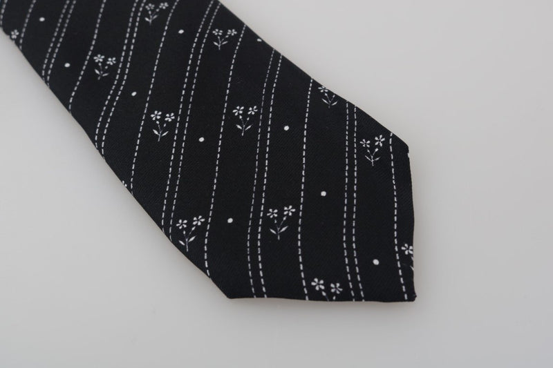 Black Silk Pattern Classic Tie