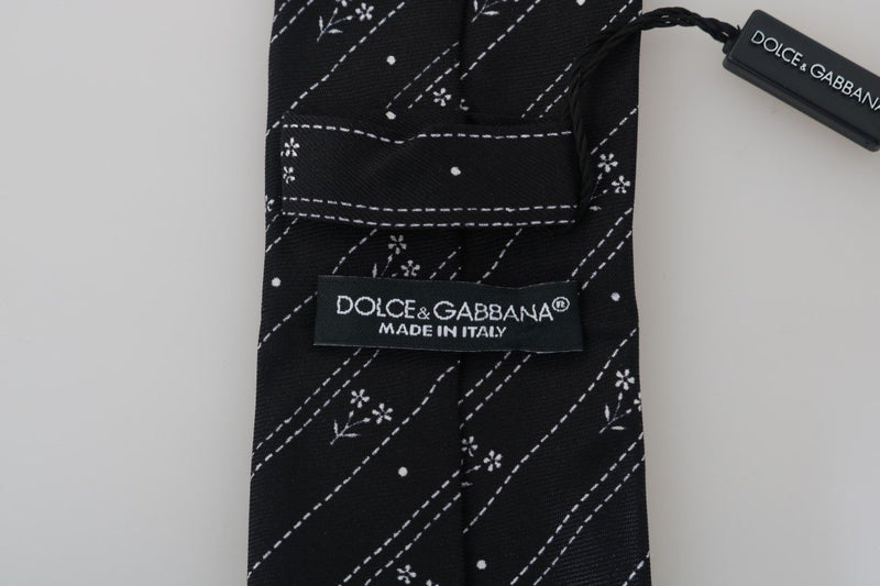 Black Silk Pattern Classic Tie