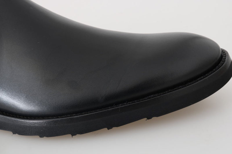 Black Leather Ankle Stretch Boots