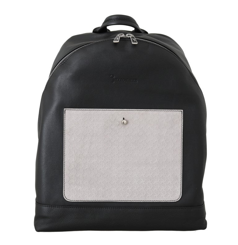 Black Gray Leather Backpack Bag