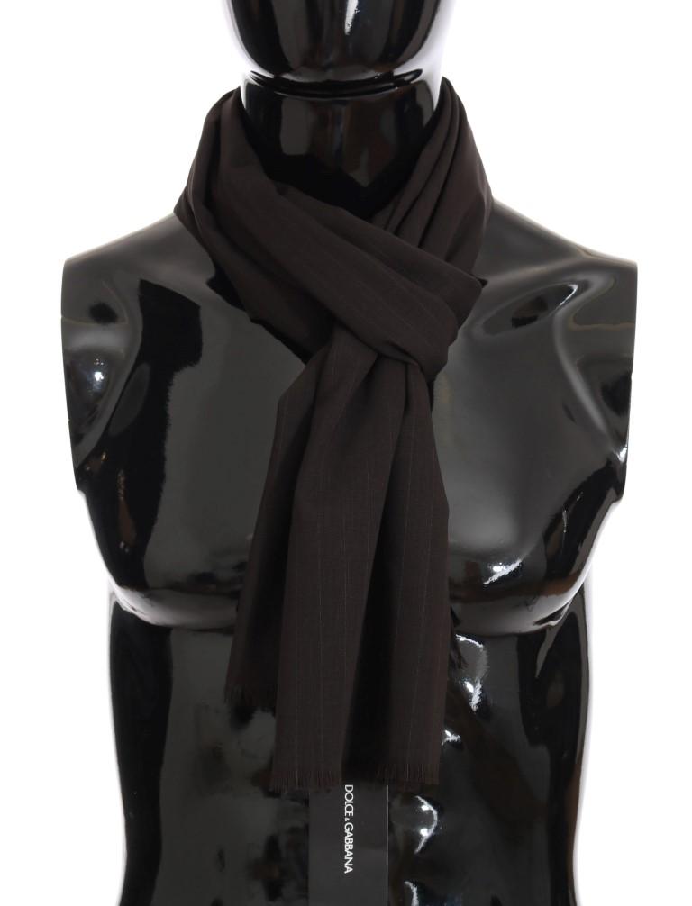 Brown Virgin Wool Patterned Scarf