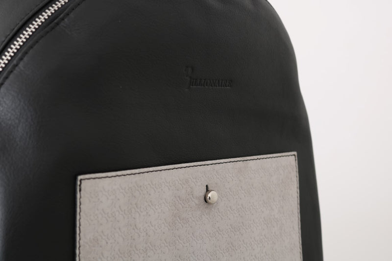 Black Gray Leather Backpack Bag