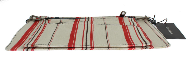 White Red Striped Linen Shoulder Messenger Bag - Designer Clothes, Handbags, Shoes + from Dolce & Gabbana, Prada, Cavalli, & more