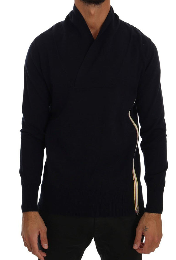 Blue Cotton Pullover Sweater