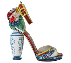 Majolica Leather Crystal Vase Heels