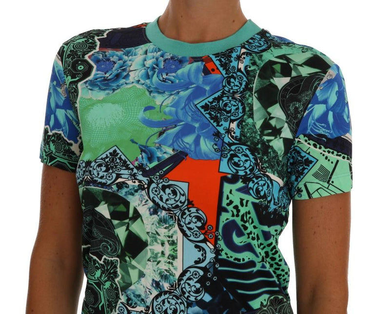 Blue Future Flower Print Blouse Top