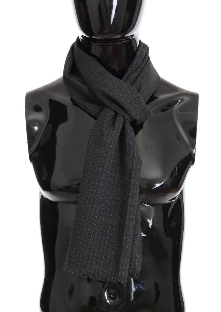 Gray Virgin Wool Patterned Scarf