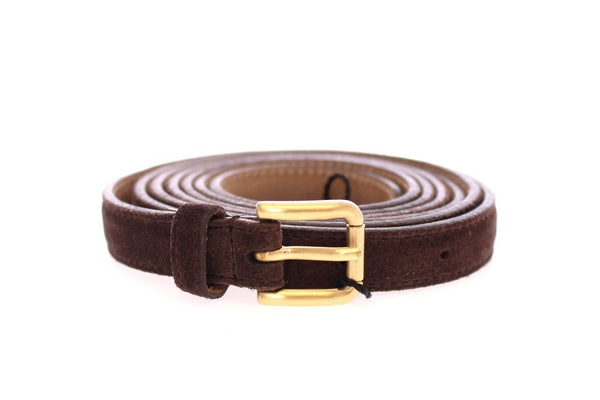 Brown Suede Leather Logo Belt