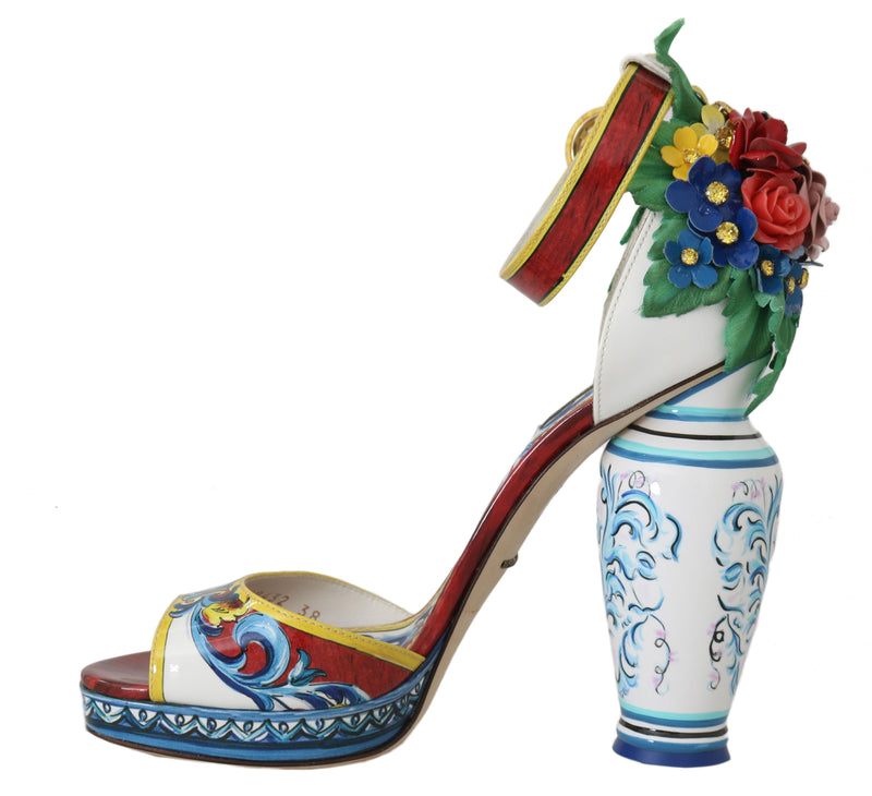 Majolica Leather Crystal Vase Heels