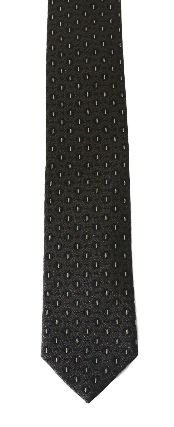 Black Brown Silk Pattern Skinny Tie
