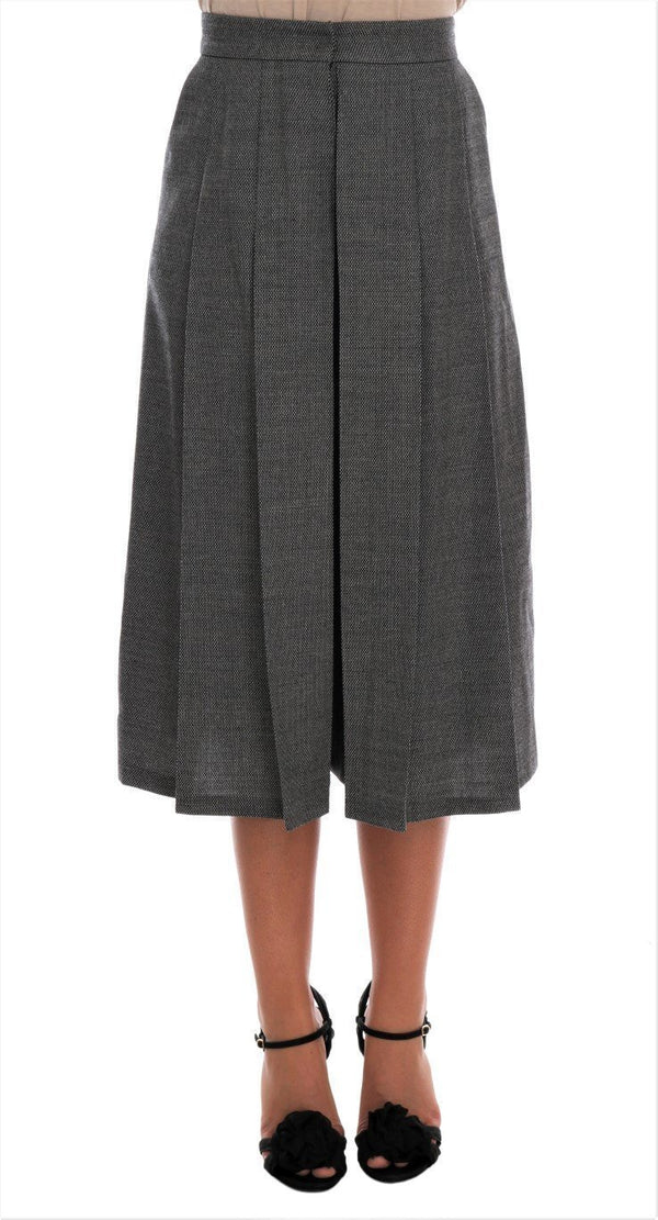 Gray Wool High Waist Long Shorts