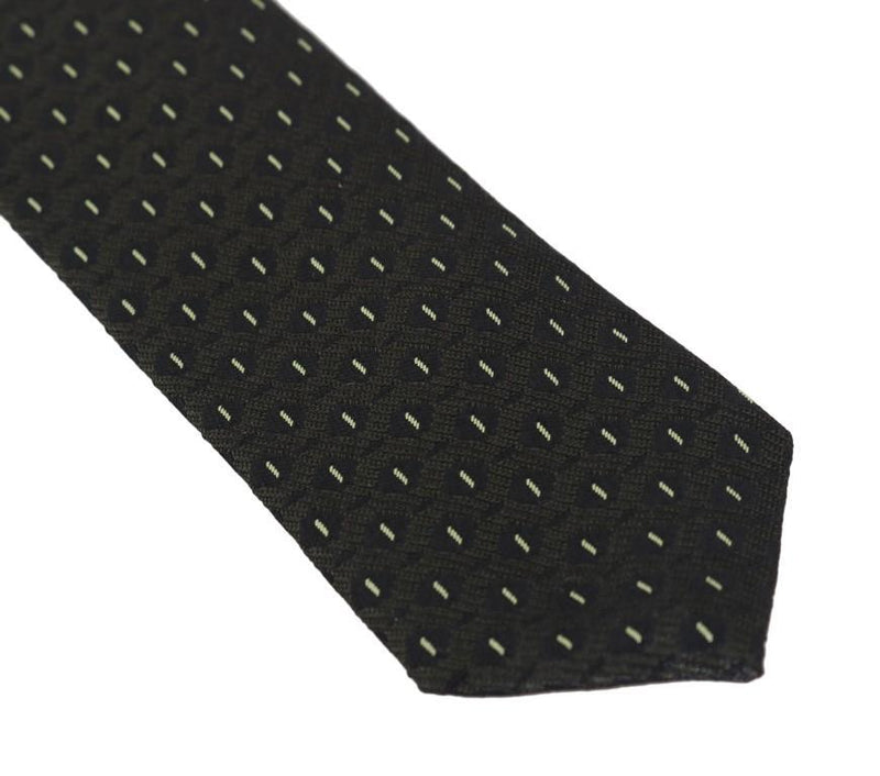 Black Brown Silk Pattern Skinny Tie