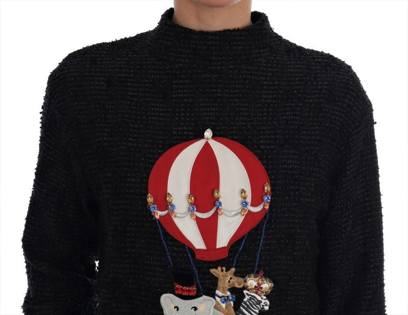 Black Fairy Tale Crystal Zipper Sweater