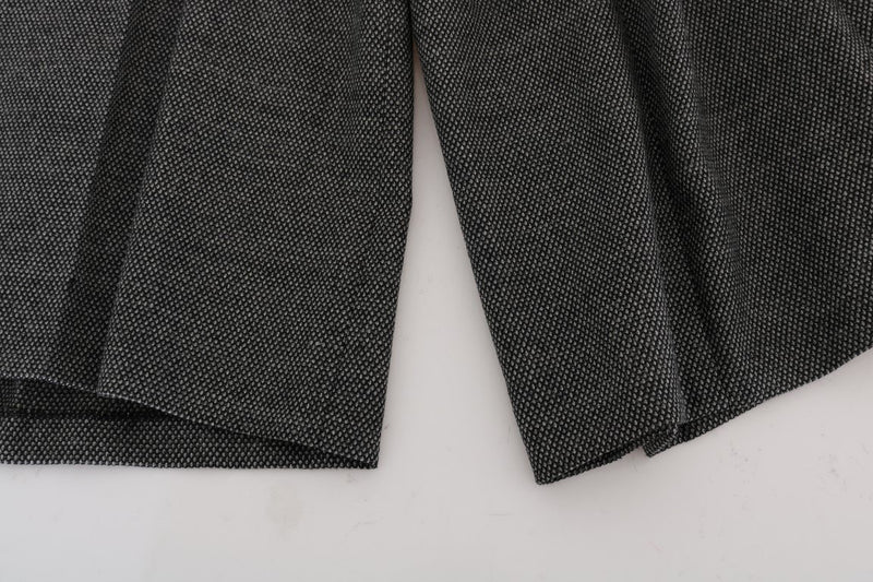 Gray Wool High Waist Long Shorts