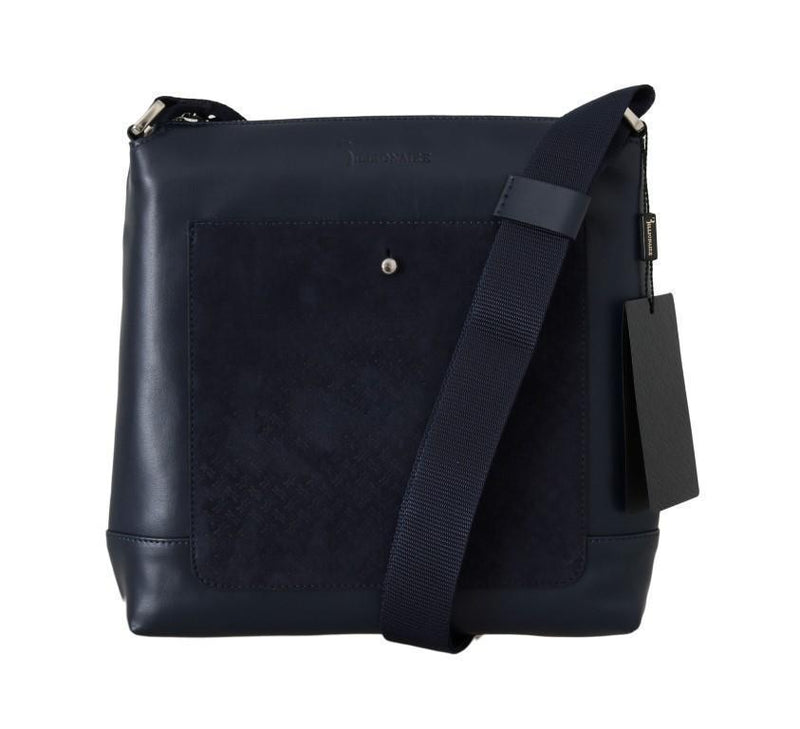 Black Leather Messenger Shoulder Bag