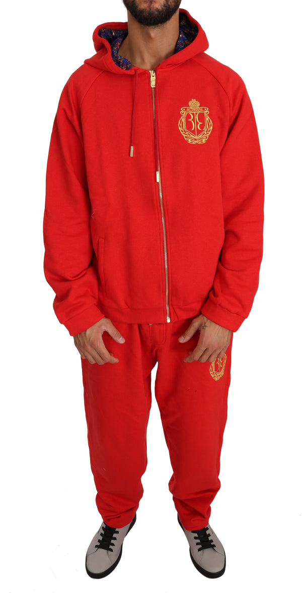 Red Cotton Sweater Pants Tracksuit