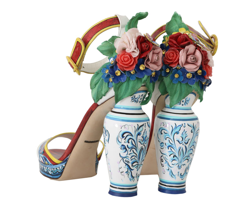 Majolica Leather Crystal Vase Heels