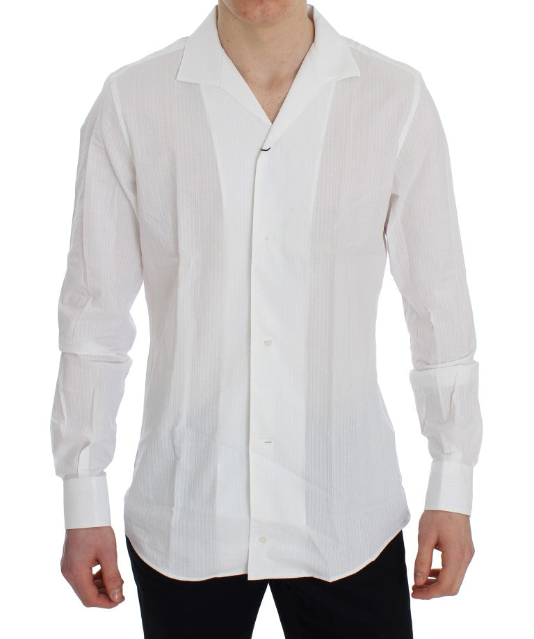 White Cotton Slim GOLD Formal Shirt