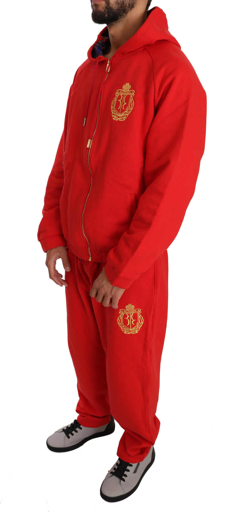 Red Cotton Sweater Pants Tracksuit