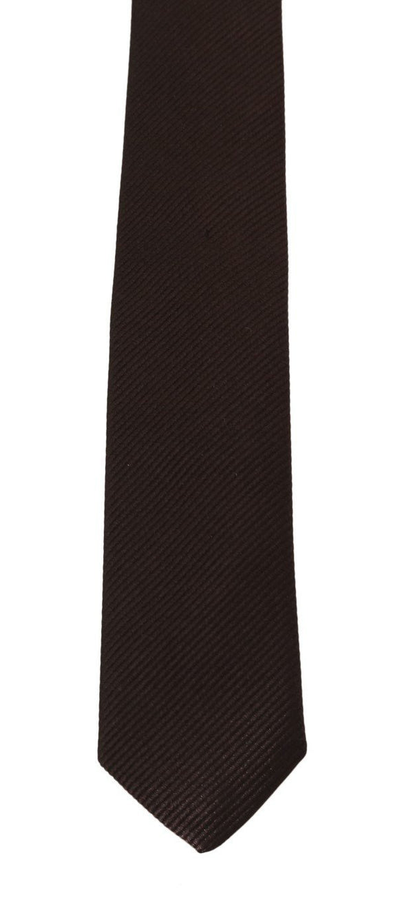 Brown Silk Striped Slim Tie