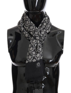 Gray Cashmere Floral Scarf