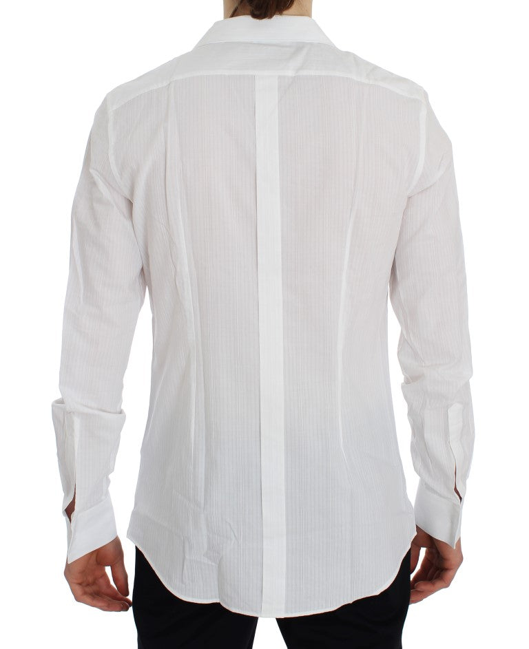 White Cotton Slim GOLD Formal Shirt