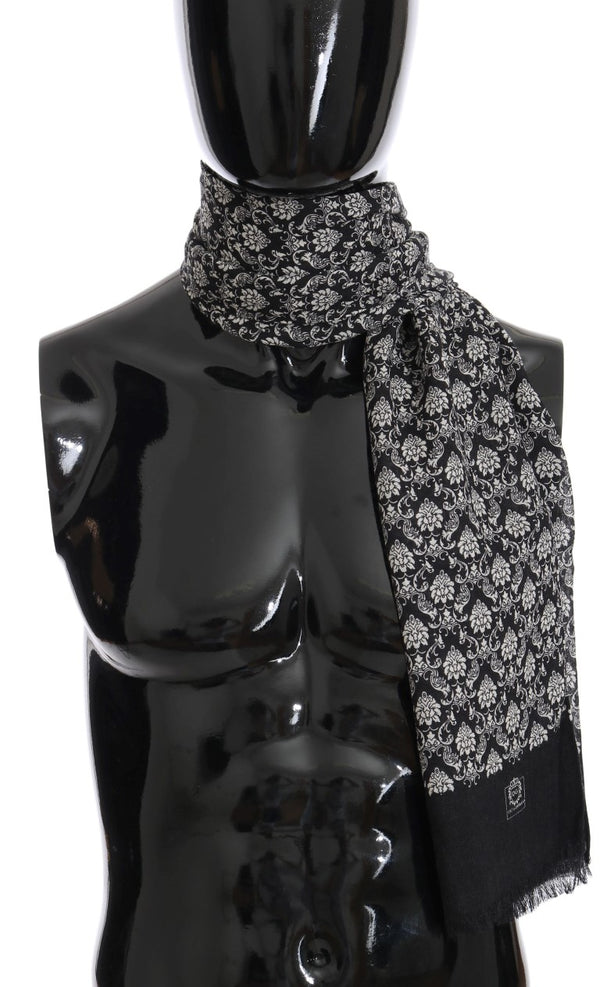 Gray Cashmere Floral Scarf